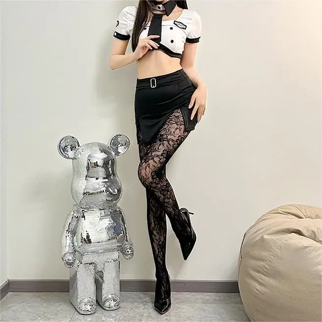 Frauen Mode Design Stretch Mesh StrümpfeSexy Floral Strumpfhosen Sheer Durchbrochene Jacquard Spitze Fishnet Strumpfhosen – Detail 15