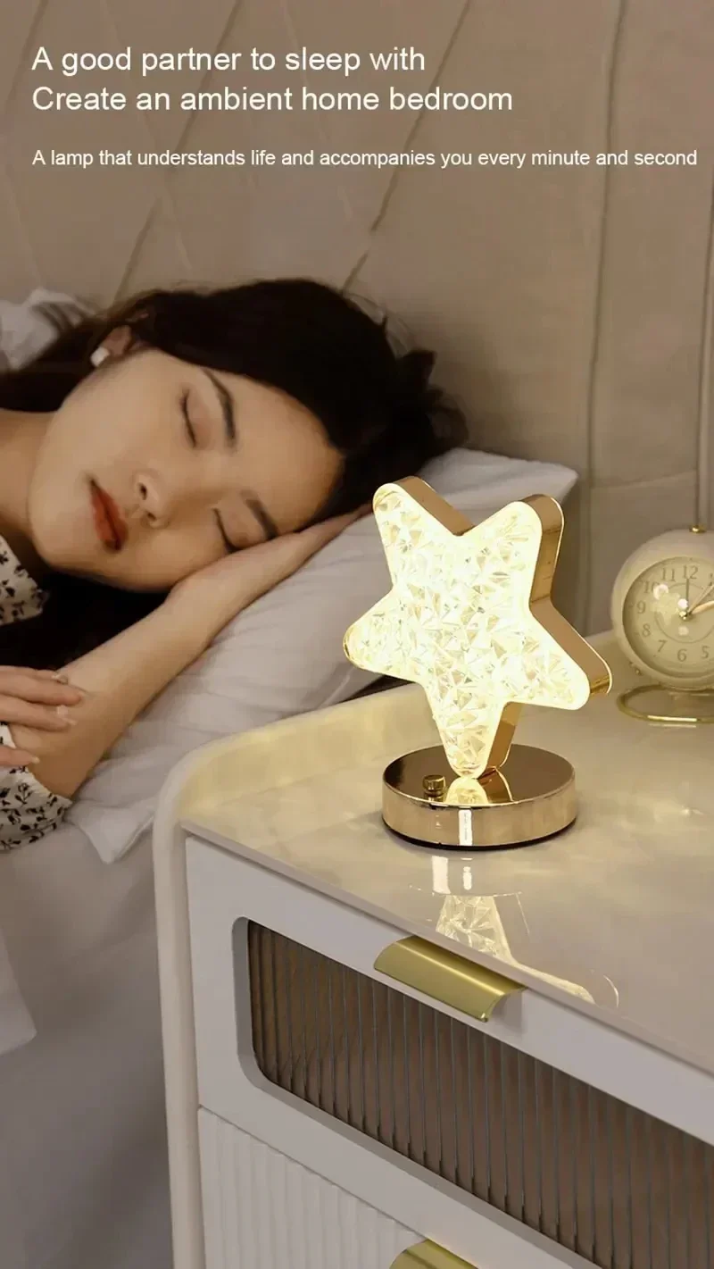 Description Picture 2 of itemCreative Star Moon Bedside Lamp Touch Desk Lamp Room Decoration LED Atmosphere Lamp 5V USB Power Supply Minimalist Bedside Lamp