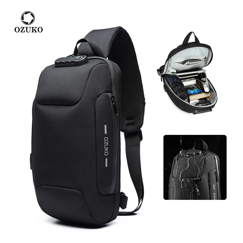 

Multifunction OZUKO Crossbody Bag For Men Anti-theft Shoulder Messenger Bags Male Waterproof Short Trip Chest Bag Pack