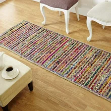 

Rugs 0.6x1.8m Cotton Reversible Rustic Natural Path Rug Handmade Braided Decor Carpet