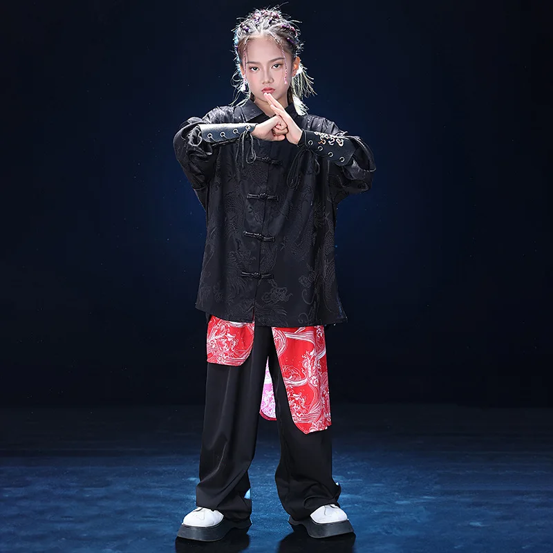 

Traditional Chinese Style Tang Suit Set for Children Hip Hop Dance Performance Hanfu Kids Streetwear Kung Fu Tai Chi Oriental