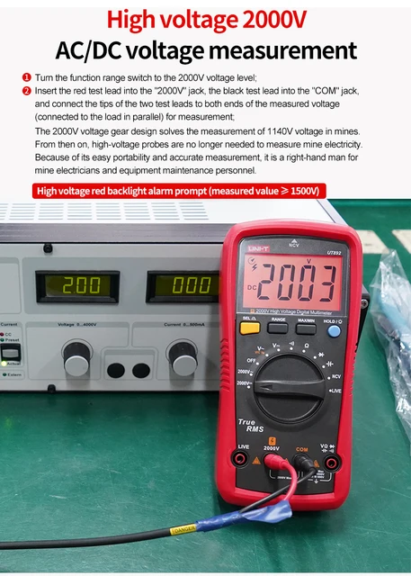 UT892 Multimètre numérique automatique haute tension 2000V multifonctionnel,  protection contre les fausses détections, VFC/NCV - Dali-KeyElectronics