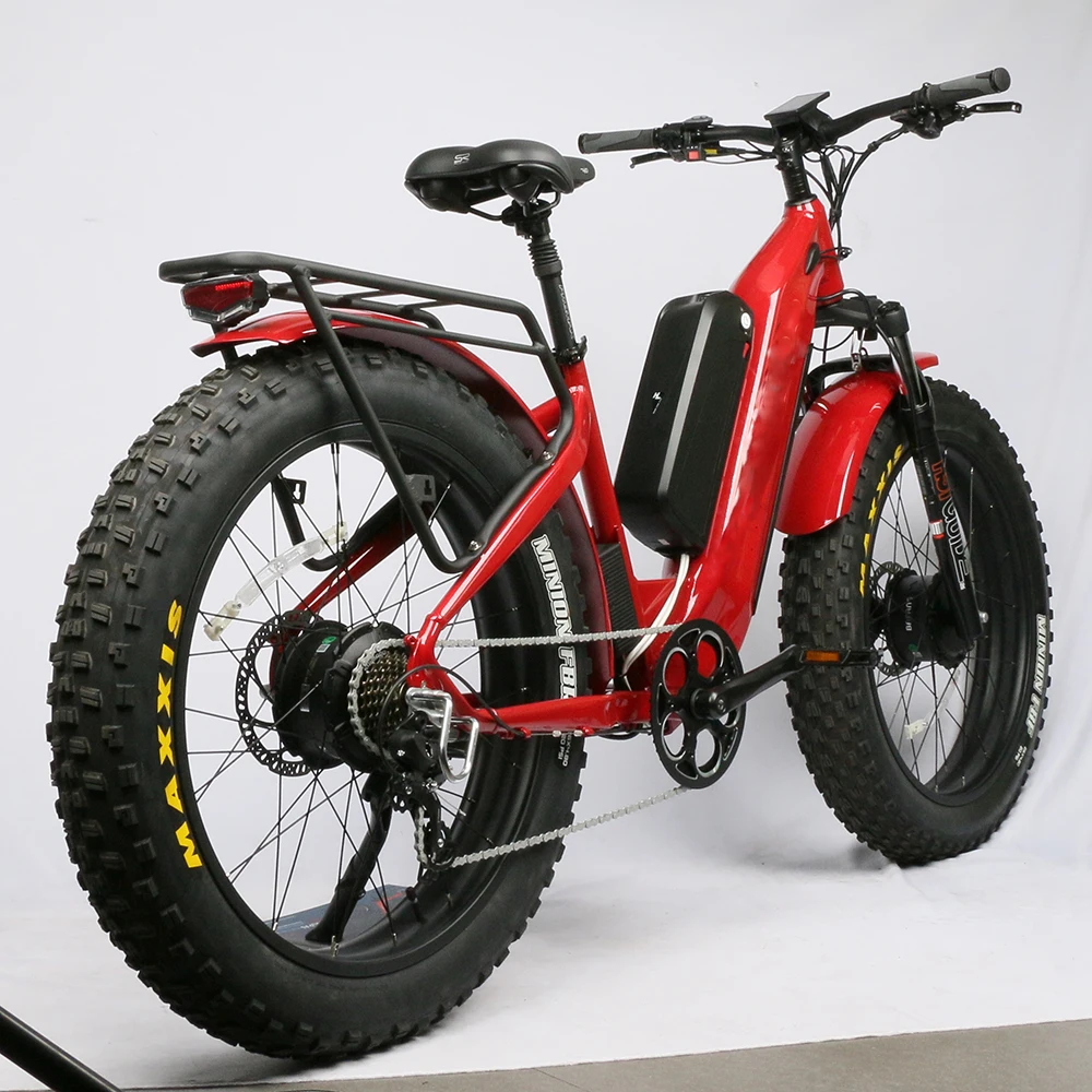 

Retro dual motor and big battery electric cycle fat tyre electric bicycle full suspension electric bike 52V 2000W mountain