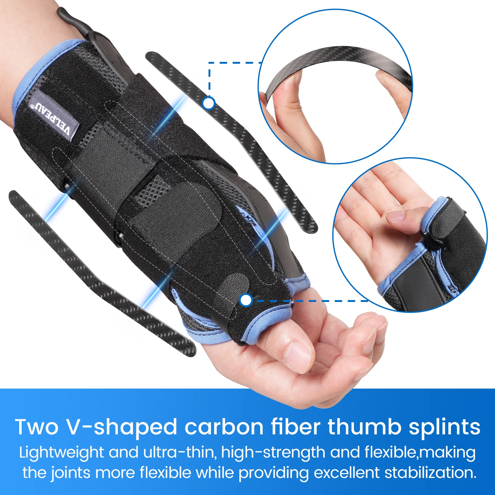 VELPEAU Carpal Tunnel Wrist Brace with Thumb Support for De Quervain's Tenosynovitis Sprain Injuries Tendonitis Arthritis thumb brace