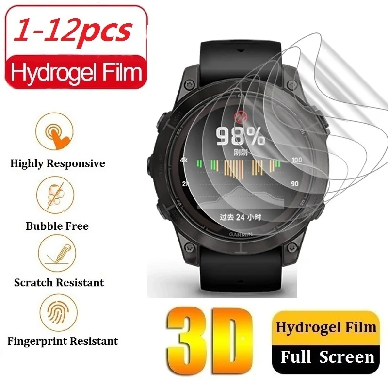 Hydrogel Protective Film Compatible for Garmin Fenix 7 7X 7S Pro Fenix 6 6X 6S Pro Fenix 5 5X 5S Plus Watch Screen Protector