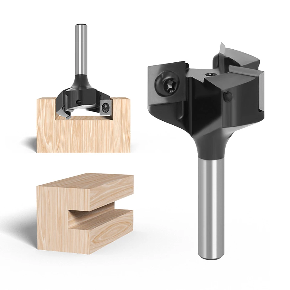 

3 Flute Planing Bits Face End Milling Cutter Wood Router Bit 12.7/12/8mm Shank Woodworking Spoilboard CNC Surfacing Router Bit