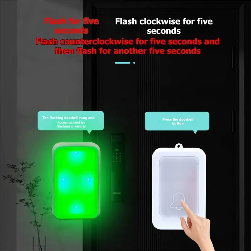 【Y19A】12개의 조명이 깜박이는 무선 초인종 장거리 도어벨 차임벨 노인 청각 장애인 서비스 호출 장치 EU 플러그