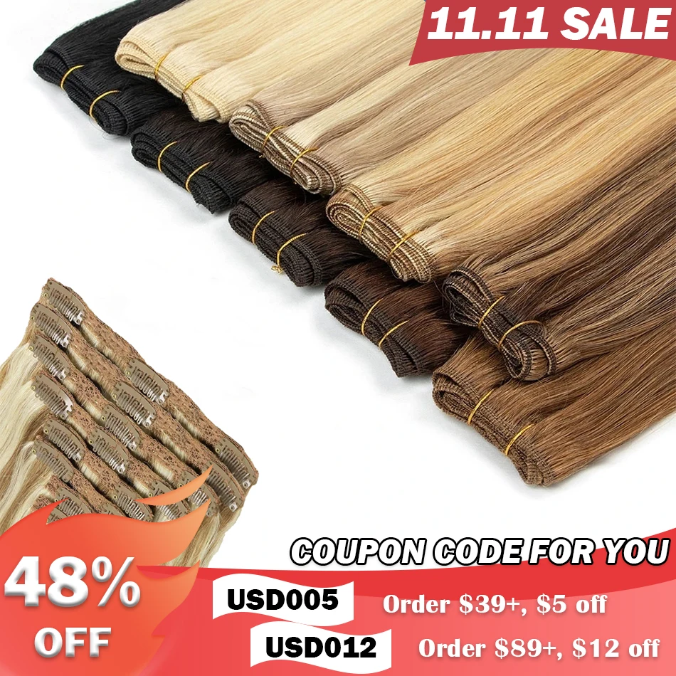 Straight Clip In Human Hair Extensions Natural Black 100% Unprocessed Full Head Brazilian Virgin Hair Seamless Clip In Extension hair extensions