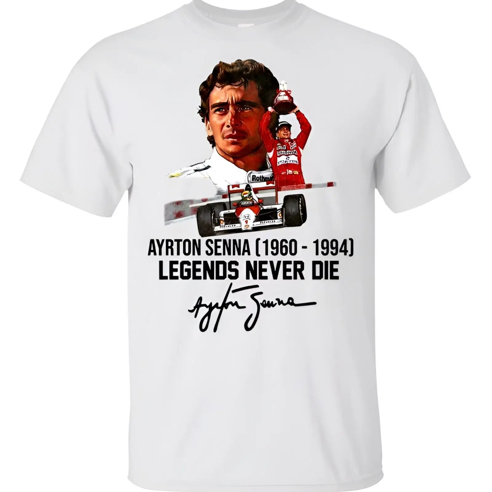 Nuova Maglietta Ayrton Senna 1960-1994 Cotone Nero S-234Xl T-Shirt H1498