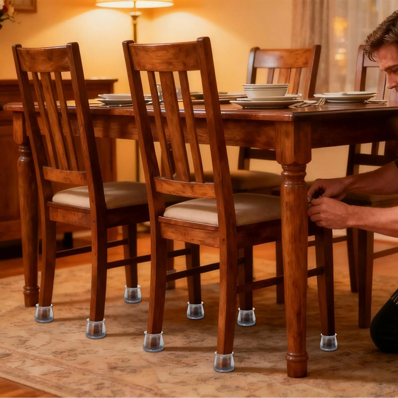 Chair Leg Covers Anti-Slip Anti-Scratch Cover Silicone Felt Chair Foot Pads For Table Patio Room Classroom Home Living Room