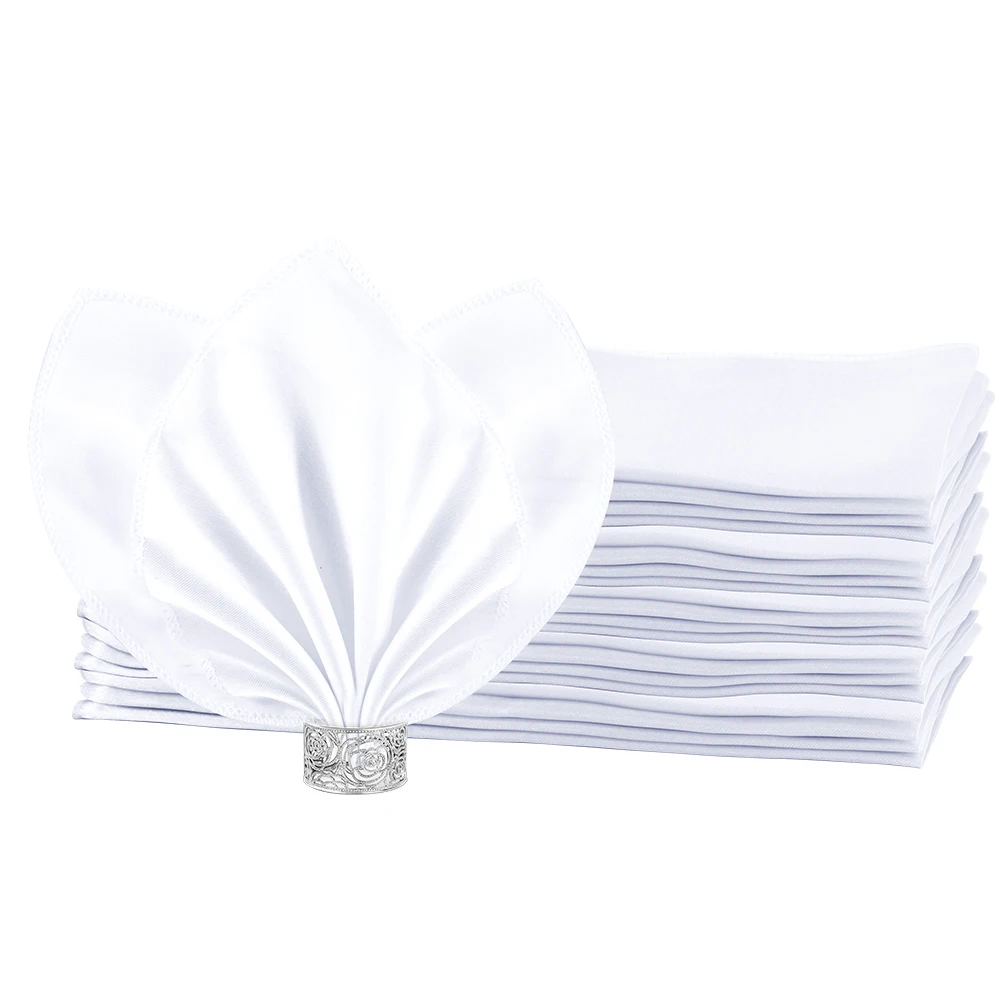 50 Pcs Satin Table Napkins White Handkerchief Wedding Table Decoration Dinner Towel Napkins Birthday Banquet Tea Towel Supplies