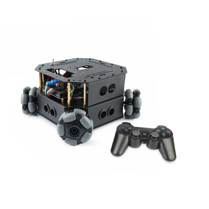 4WD Omni Wheel Robot Car Robot Braccio Telaio Ps2 Maniglia Wireless Programminabile RC Auto per Arduino Robot Kit FAI DA TE Evitamento Ostacoli - immagine 2