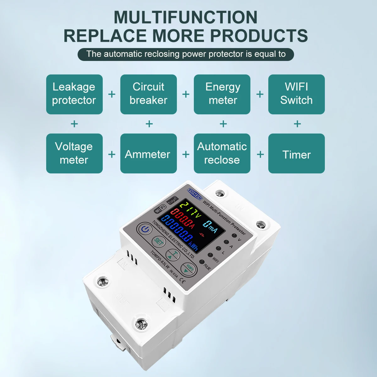 TOMZN 63a 80A Wi-Fi Флэт-кВт/ч схема измерения флэш-напряжения с защитой от тока и утечки TUYA TOMPD