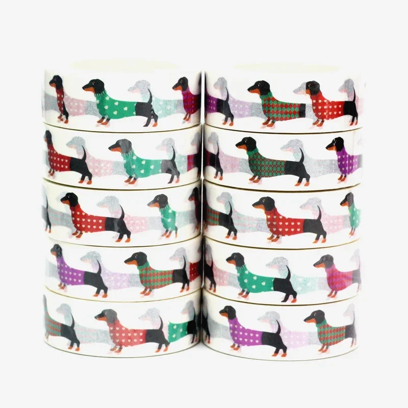 

Wholesale 10pcs/Lot Decor Dachshund and Dog Prints Washi Tapes for Scrapbooking Planner Adhesive Masking Tape Kawaii Papeleria