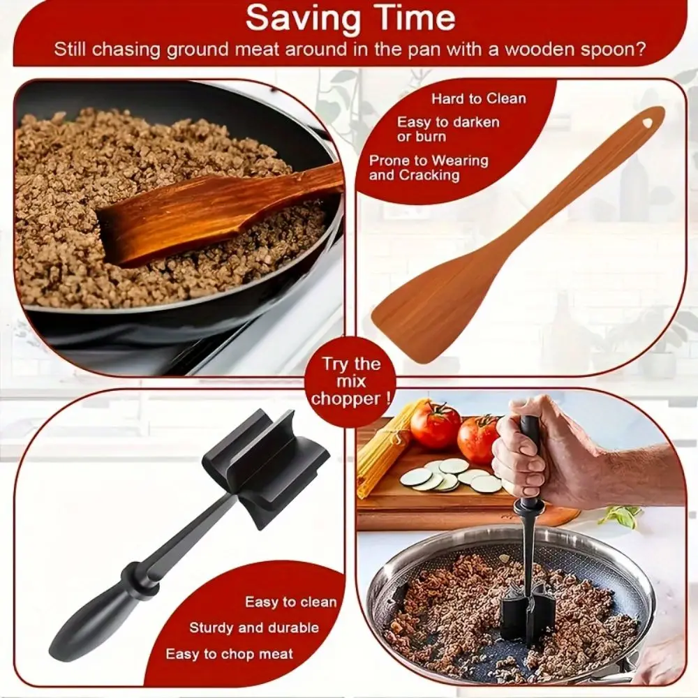 Non-stick meat slicer 1 piece heat-resistant masher for ground beef potatoes easy mixing kitchen and home use