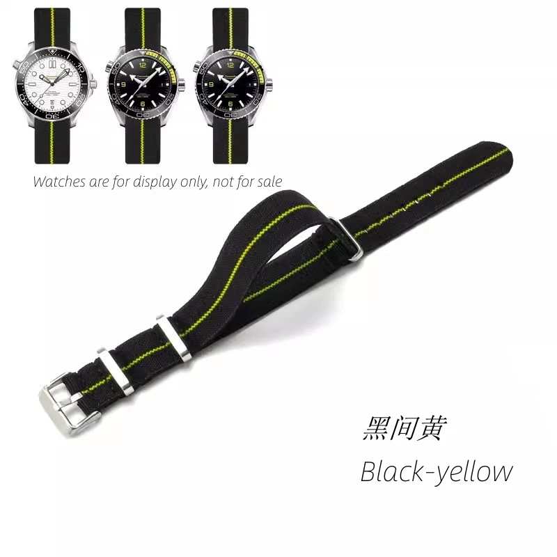 Nizonlaie Cinturino Per Orologio In Nylon Elastico French Troops Cinturino Per Orologio Da Paracadutista Militare Per Uomo Donna Fibbia Nero/Argento 18/20/22mm - Foto 12