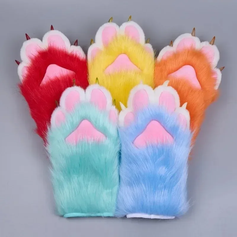 Cosplay Costumes Cosplay Gloves Kigurumi Pajamas Kig Fursuit Kigurumi Furry Animal Claws Nails Gloves Cosplay Costume Wearable Furry Animal Paw Cosplay Props Performance props