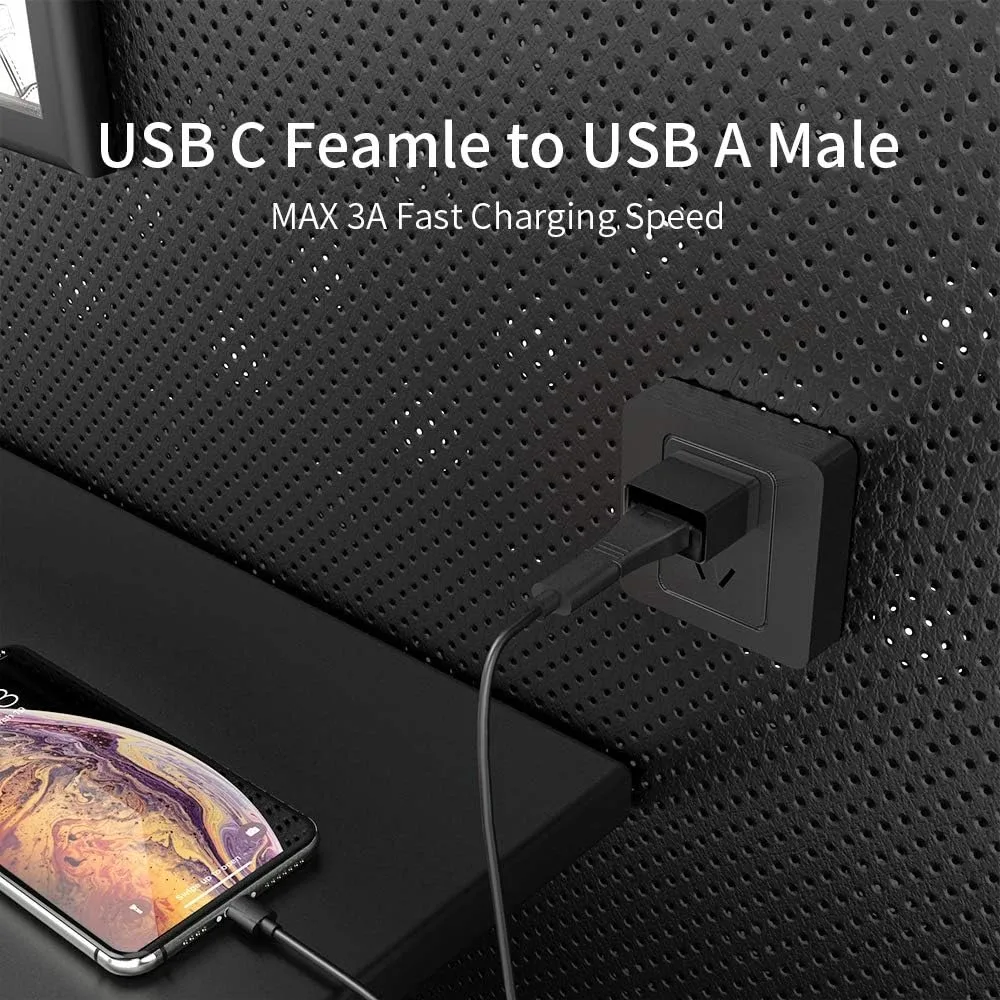 USB 3.0 - USB C OTG 어댑터 2개입 타입 C 암-수 고속 충전 5Gbps 데이터 동기화 (휴대폰, 태블릿 PC, 헤드폰용)
