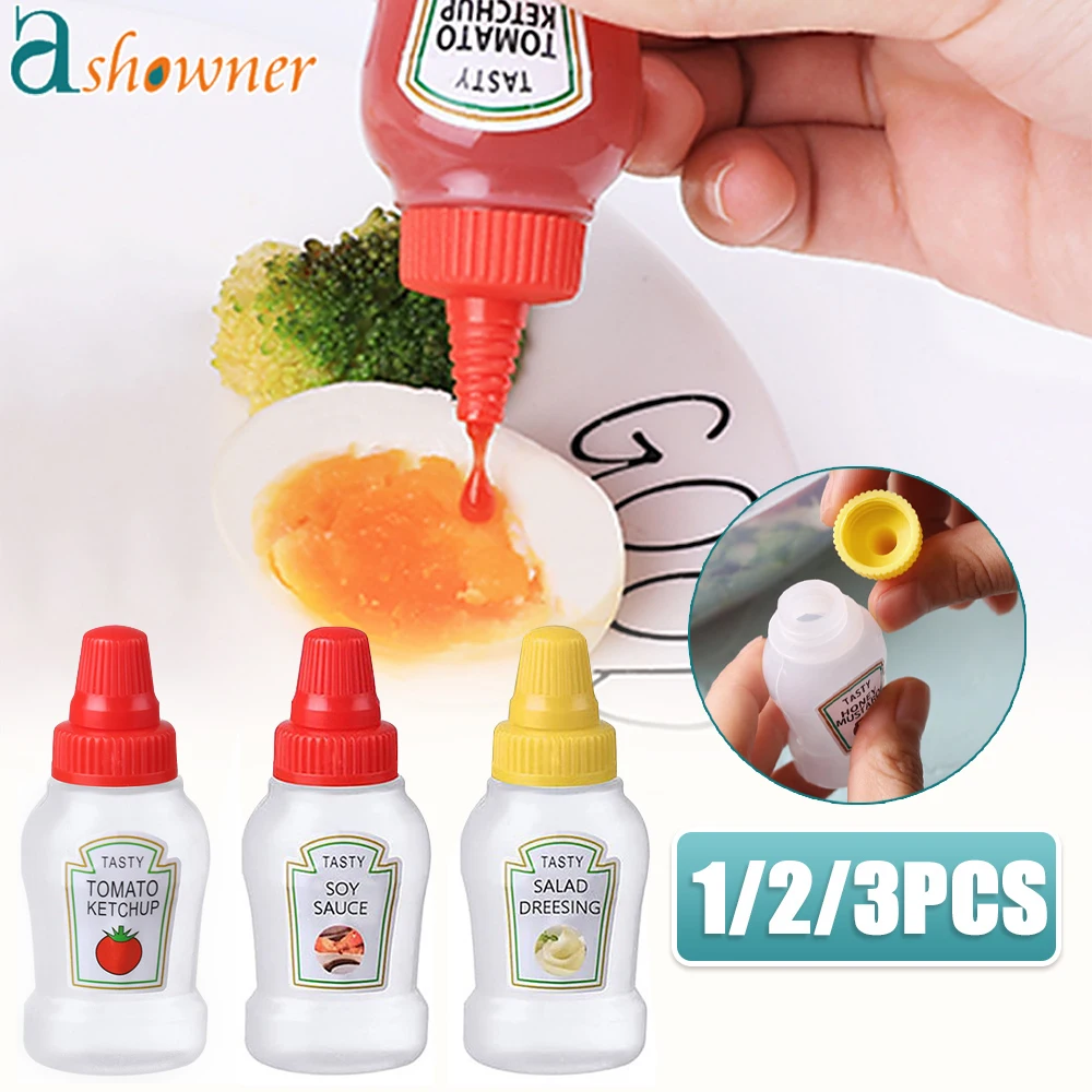 1/2/3PCS 25ml Seasoning Bottle Mini Tomato Ketchup Bottle Portable