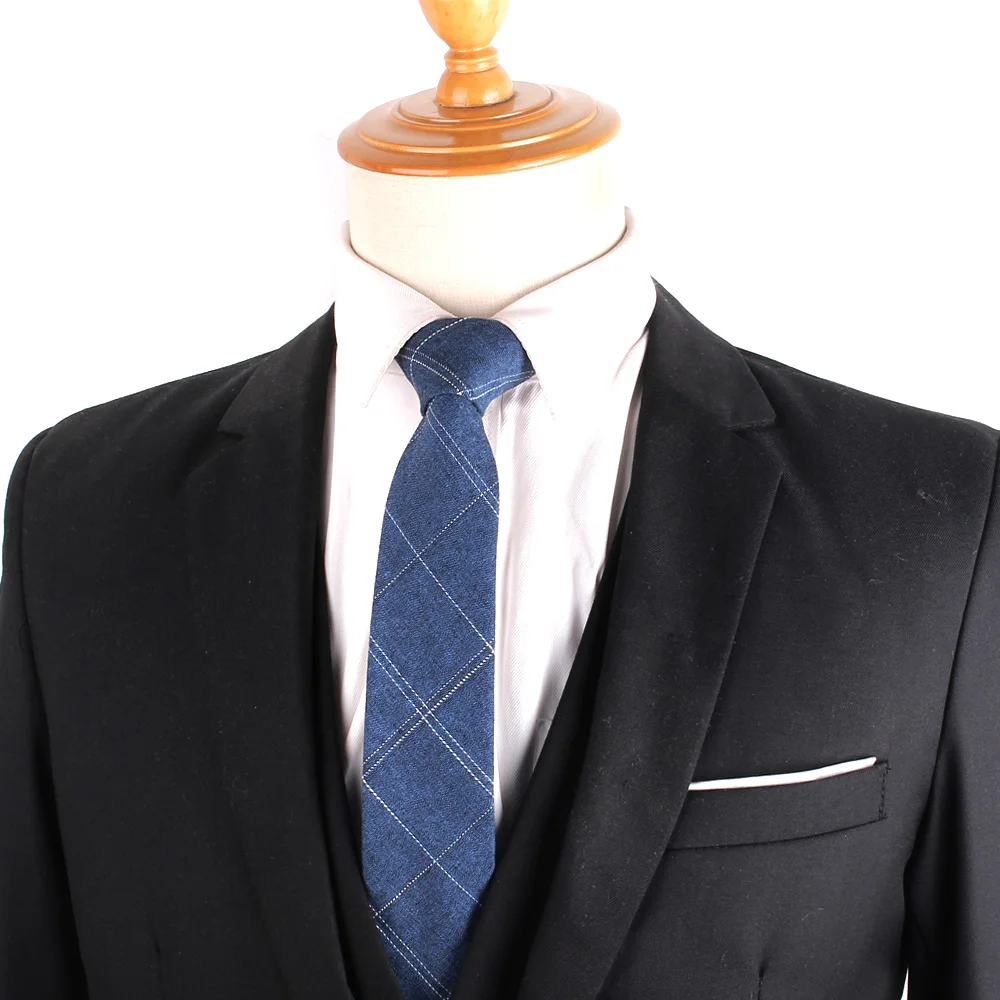 Cotton Skinny Tie For Men Women Casual Plaid Neck Tie For Party Business Wedding Neckties Adult Suit Slim Neck Ties Gifts