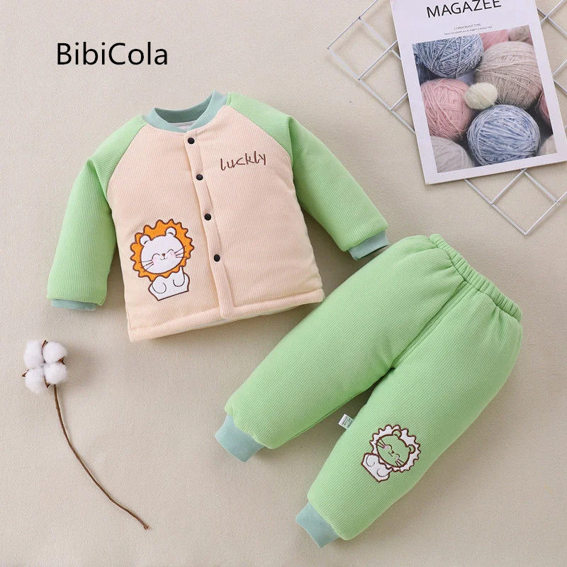 

Children's cotton suit boys and girls warm clothes baby cotton jacket cotton trousers autumn and winter new heavy cotton clothes