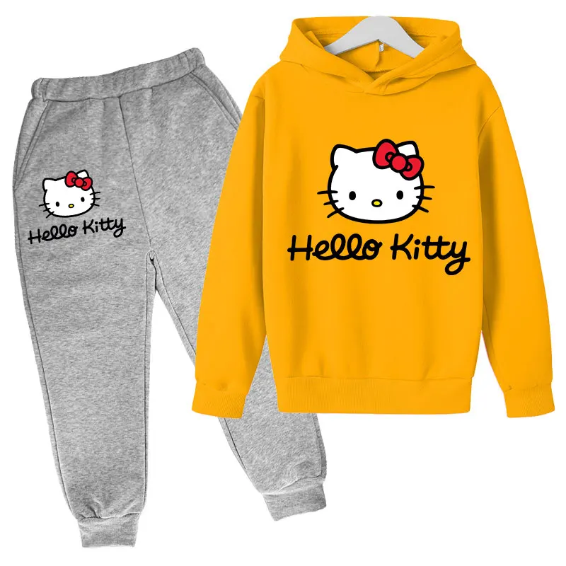 thumbnail image 1 of Conjuntos de sudaderas con capucha de Hello Kitty, conjunto de ropa para niños, ropa para niños, ropa para niñas, tops, pantalones, trajes de 4 a 14 años, trajes con capucha, suéter, 1 of 5