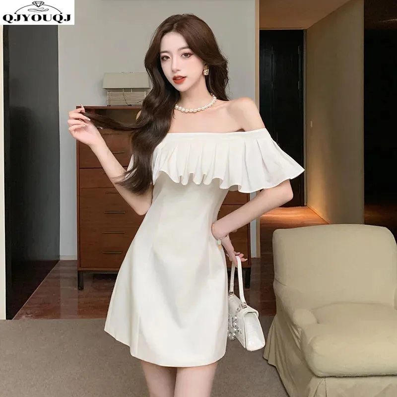 

One Shoulder Dress Spring/Summer 2023 New Short Skirt French Sweet and Spicy Girl Waist Closing Style Small Dress