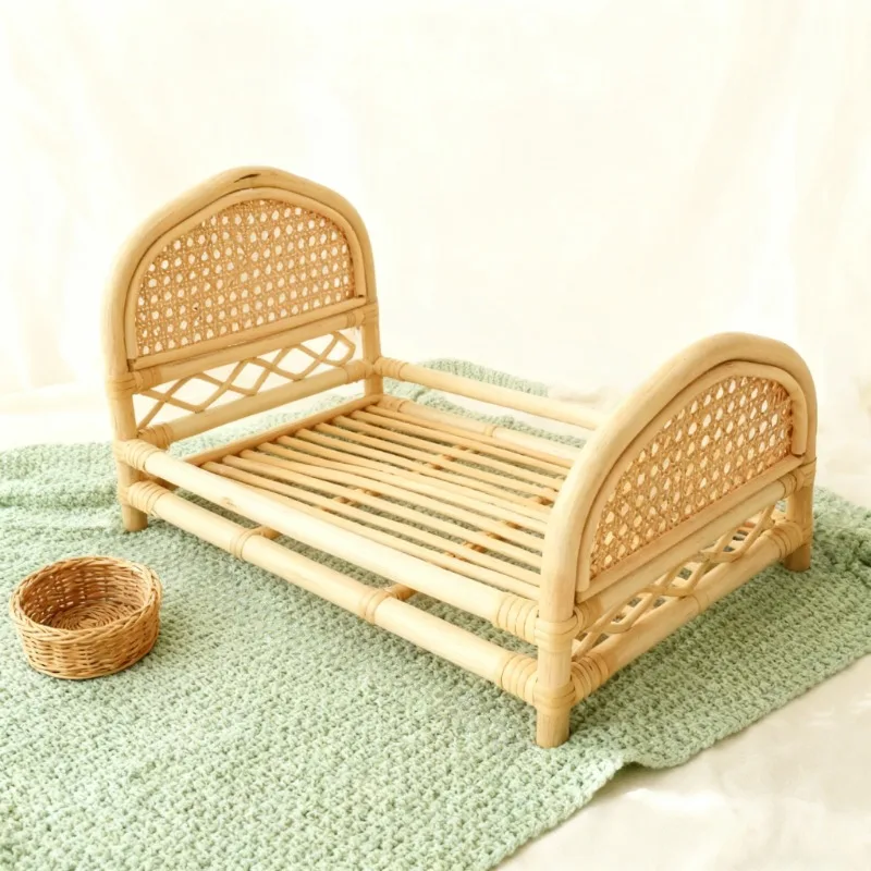 1 Piece Retro Rattan Newborn Professional Photography Props Baby Basket Rattan Crib Essential Studio Photography Furniture Tool