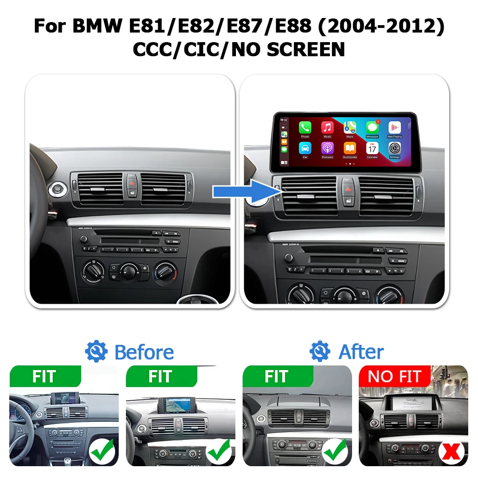 12,5 "Linux Touch Multimedia Bildschirm Android Auto Carplay Radio Für BMW E81 E82 E87 E88 2007-2012 Bluetooth spiegel Link Airplay – Detail 1