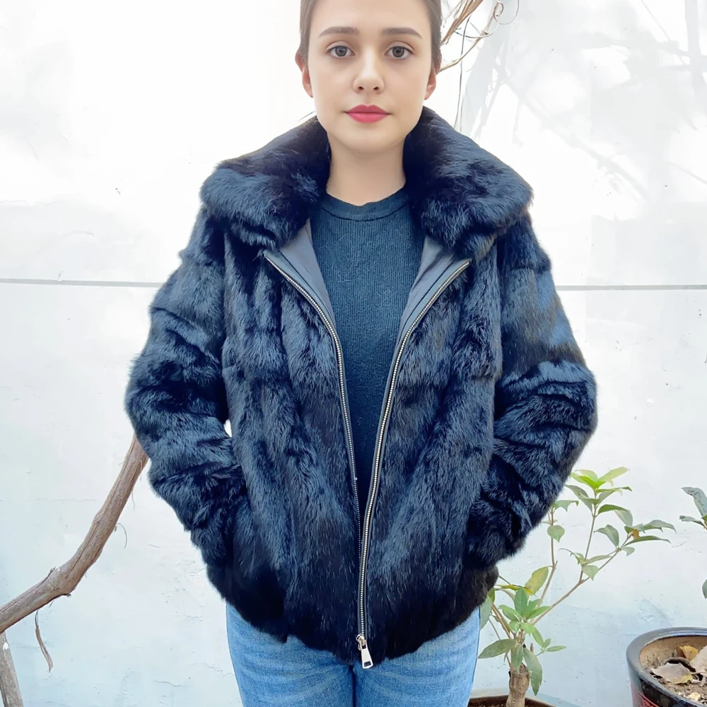 Rabbit Fur Coat Winter Women's Cold Jacket Especially Promotion Free Shipping 2023 Female Luxury Natural Real Fur Rabbit Coat
