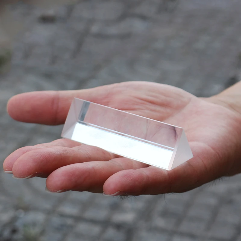 Optical Prisms 25x25x80mm Triangular Prism BK7 Optical Prisms Glass Physics Teaching Refracted Light Spectrum Rainbow Children Students Present