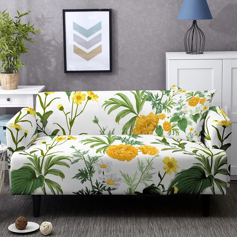 Stretch Slipcovers 1/2/3/4 Seat Peony Print Sectional Elastic Sofa Cover For Living Room L Shape Anti-slip Couch Covers 6