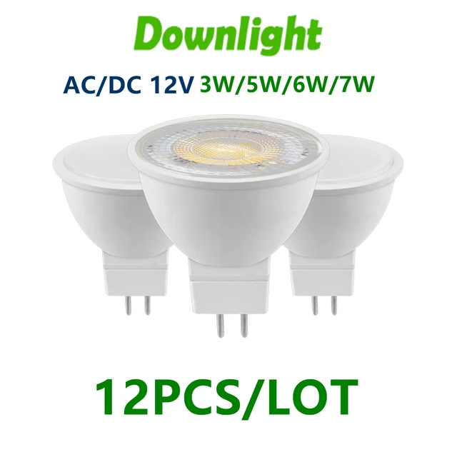 12PCS LED Spotlight MR16 GU5.3 low pressure AC/DC 12V 3W 5W 6W 7W Light