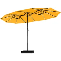 15 ft Extra Large Patio Umbrella with Solar Lights, Rectangular Outdoor Umbrella with Base Included, Market Umb 2