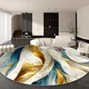 Nordic Luxury Gold Round Carpet Decoration Living Room Abstract Large Area Rugs Bedroom Bedside Non-slip Soft Floor Mat Washable 2