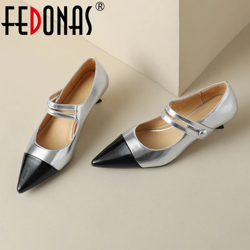 

FEDONAS Mixed Colors Women Pumps Spring Summer Genuine Leather Pointed Toe Thin Heels Mature Elegant Office Lady Shoes Woman New