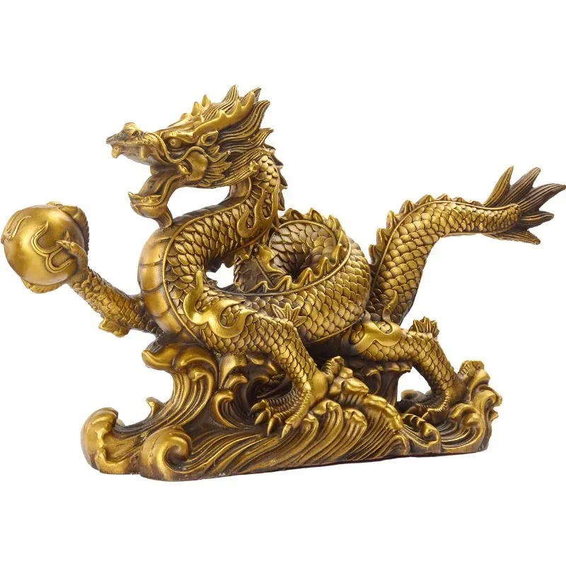 Copper Dragon Shaped Sculpture Decorative, Animal dragon, Home Living Room Office TV Cabinets Art Decorations, Brass Crafts, 1Pc