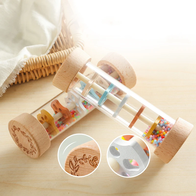 Montessori Toy Baby Rain Stick Rainbow Hourglass Rain Music Rattle Toy Kids Simulation Sounder Sensory Educational Gift early education toys educational toys music toys musical instrument