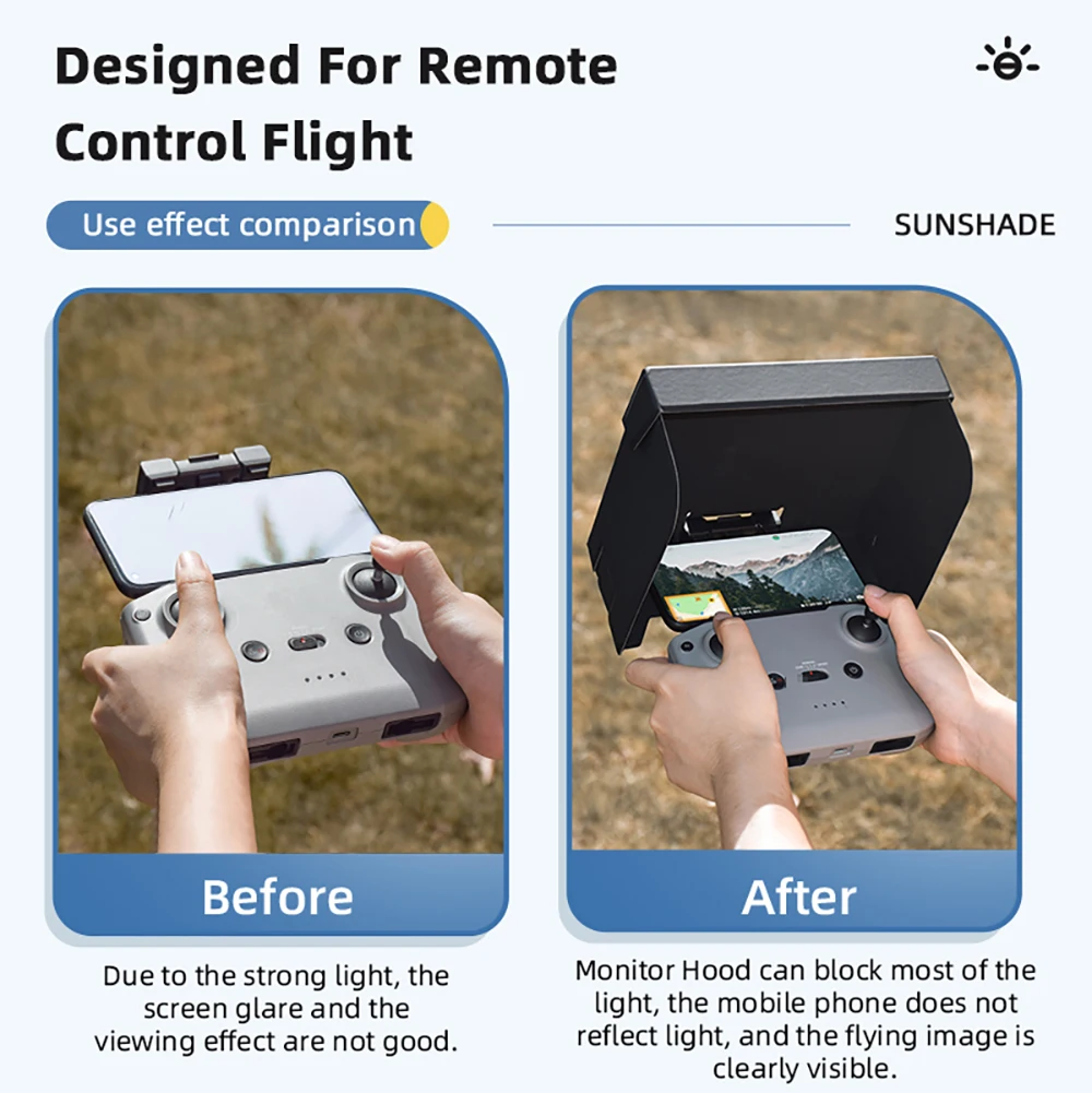 Drone Accessories Remote Control Sun Hood for DJI Mini 4K/4 Pro/MINI 3 Pro/Mini 2/AIR 3 Sun Shade Folding Sunshade Phone Holder Cover