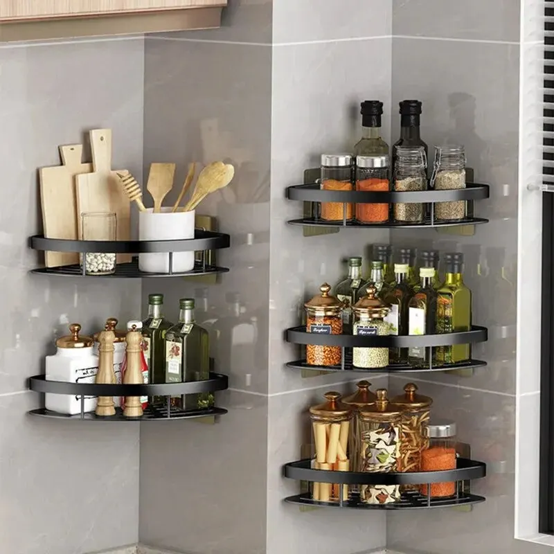 Bathroom Shelf Shampoo Rack Makeup Storage Organizer Shower Shelf Bathroom Accessories No Drill Wall Corner Shelf 6