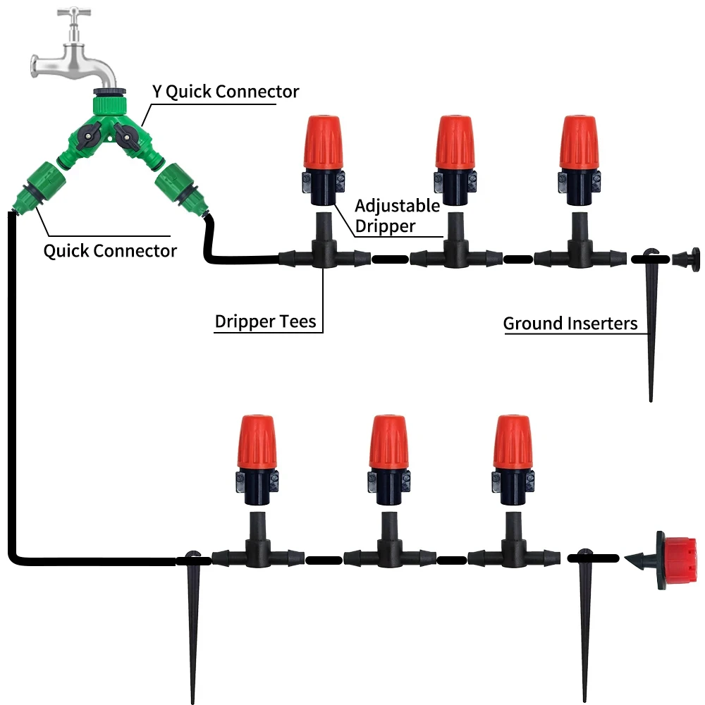 148pcs/set Automatic Watering Drip Irrigation Sprinkler Kit For Garden And Yard Cooling, Dust Removal And Irrigation System - 2