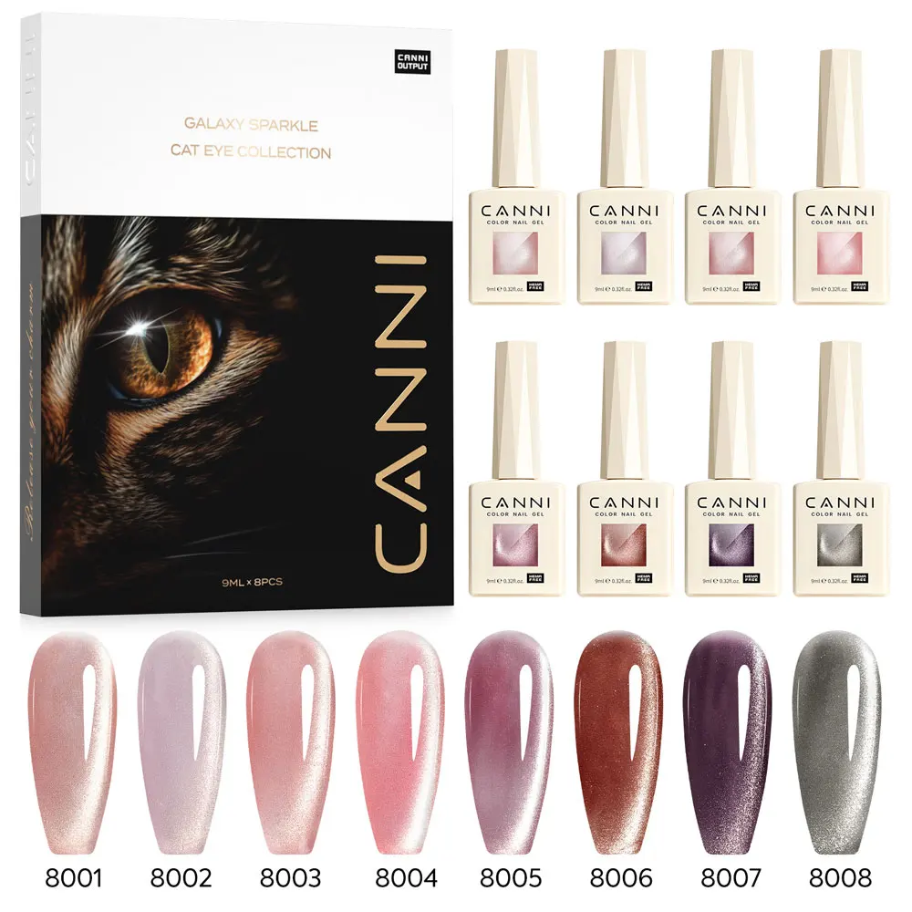 CANNI Super Glossy Glitter Cat Eye Nail Gel Polish - Hema Free Diamond Top Coat, Semi-Permanent UV LED Varnish