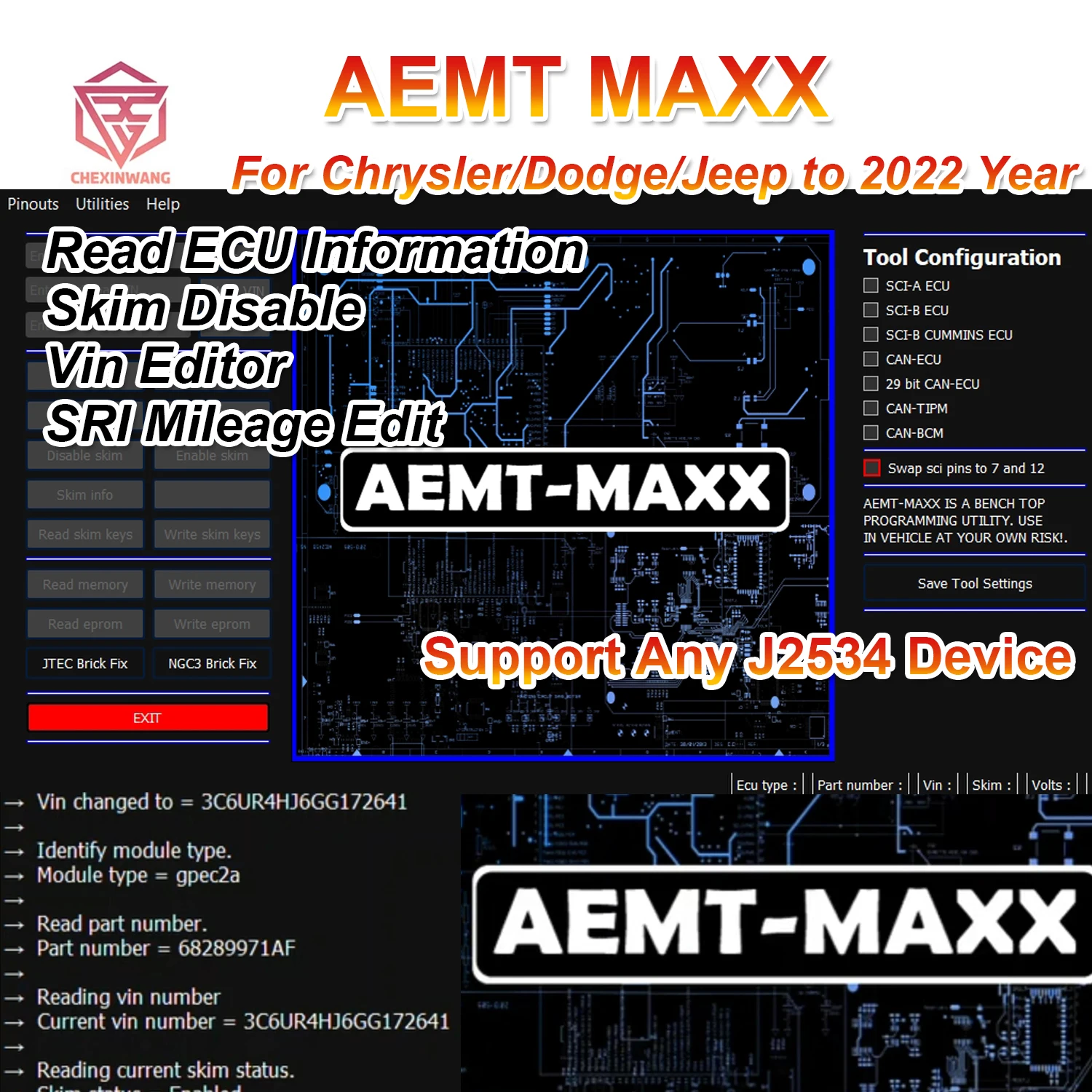 AEMT MAXX For Chrysler VIN Editor Program PCMs Edit Skim Security Use ...