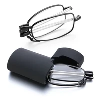 Hot Fashion Mini Design Reading Glasses Men Women Folding Small Glasses Frame Black Metal Glasses With Original Box Portable 1
