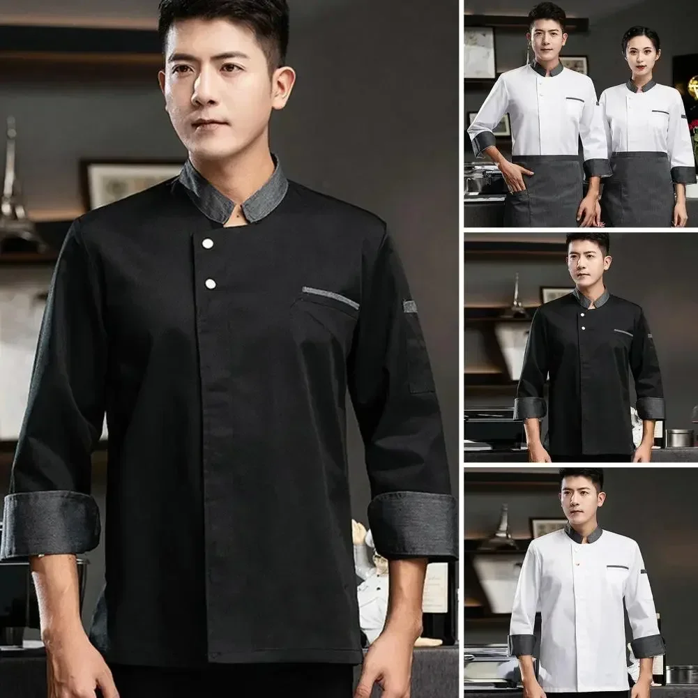 

Men Service Anti-pilling Closure Cook Women Clothes Buttons Bakery Lightweight Uniform Coat Pastry Chef Breathable