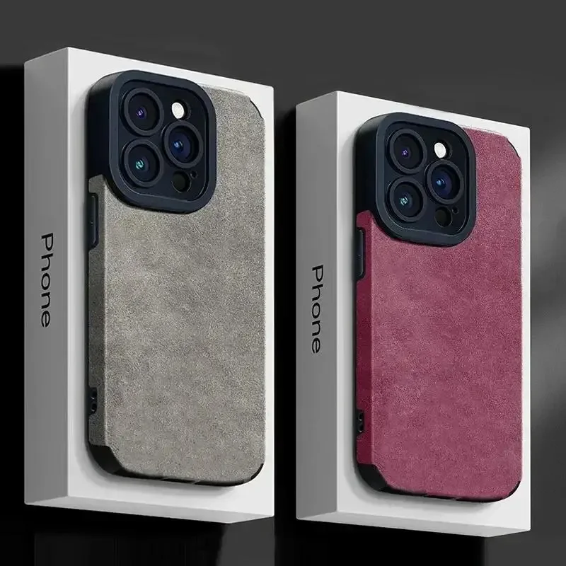 Étui en cuir de luxe résistant aux chocs pour iPhone 16 Pro Max 15 14 13 Plus, housse de protection complète colorée pour appareil photo_voghion.com