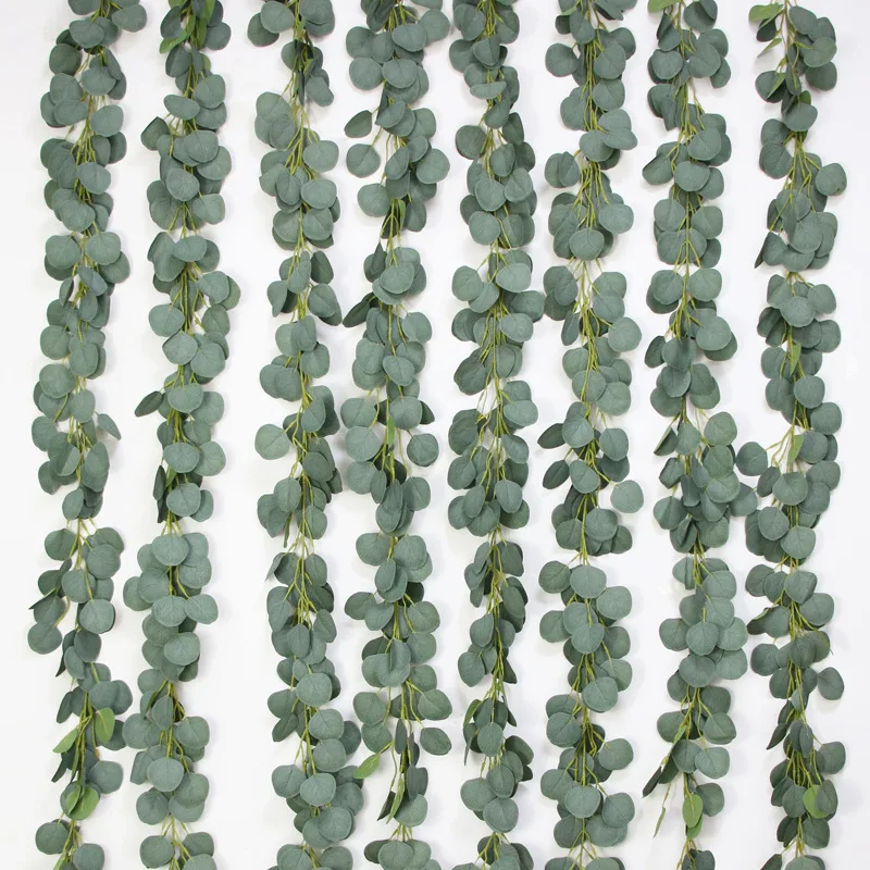 

1/2m Artificial Green Eucalyptus Leaf Garland Vine Party Wedding Decoration Fake Ivy Foliage Plants For Home Garden Office Decor