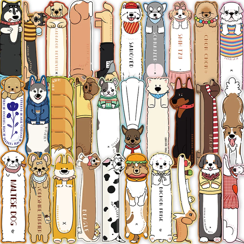 Cute Cartoon Animals Dogs Paper Bookmarks DIY Library Office Books Page Markings 30pcs Students Readers Page Markers Gift