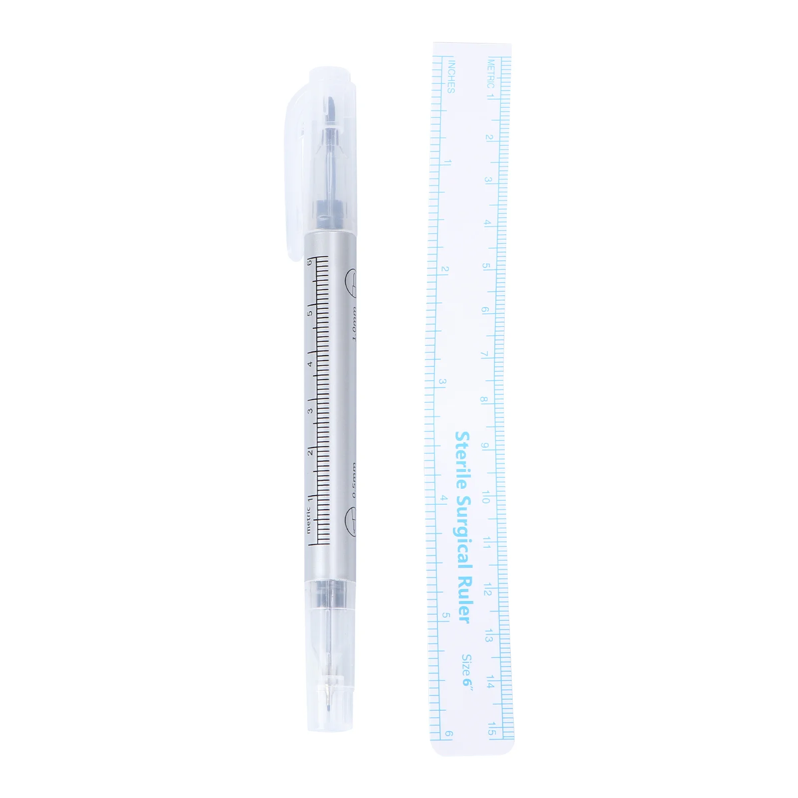 

All For Eyebrows Skin Marker Pen Double Ended Purple Ink Pen with Ruler for Piercing