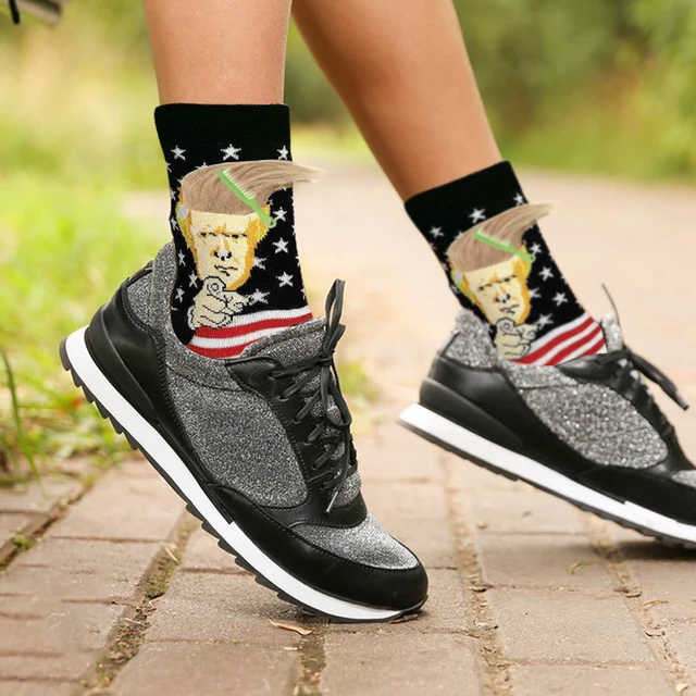 Funny President Donald Trump Socks Streetwear Hip Hop Compression Socks Trump Merchandise Gift Novelty Funny Socks for Men Women 4